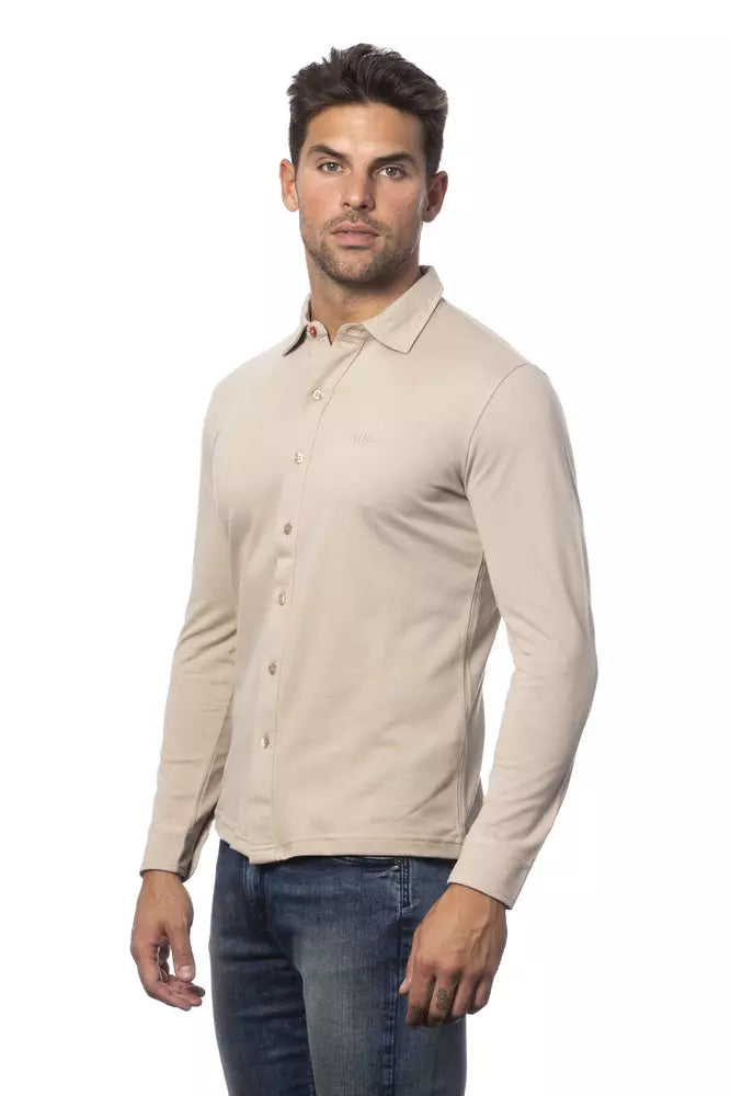 Chemise homme en coton beige Verri
