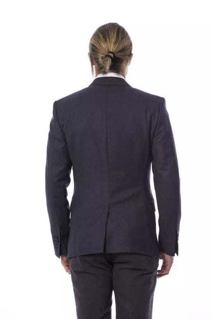 Veste de blazer bleu en laine, simple boutonnage, élégante de Verri