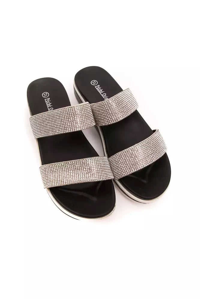 Péché Originel Silver Textile Women Sandal - Elegant Rhinestone Design