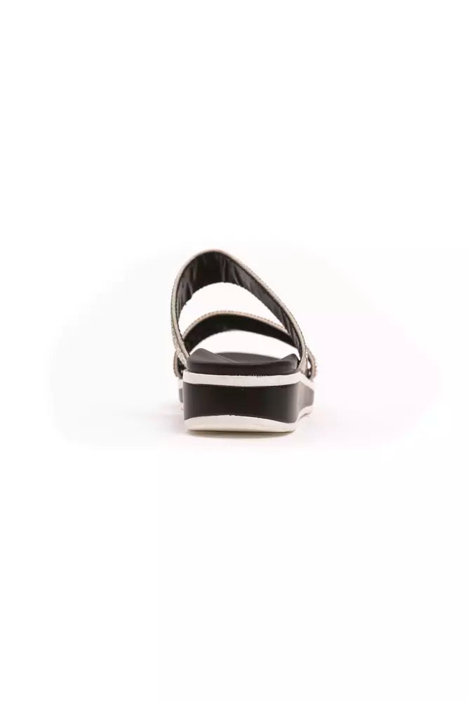 Péché Originel Silver Textile Women Sandal - Elegant Rhinestone Design