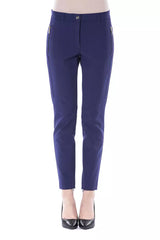 BYBLOS Pantalon slim pour femme en polyester bleu