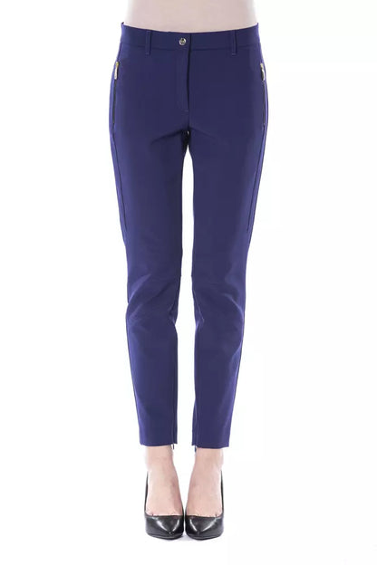 BYBLOS Pantalon slim pour femme en polyester bleu
