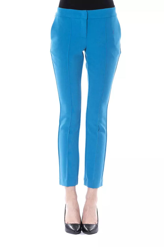 Pantalon femme en polyester bleu clair BYBLOS