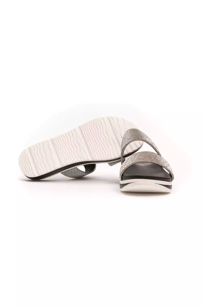 Péché Originel Silver Textile Women Sandal - Elegant Rhinestone Design