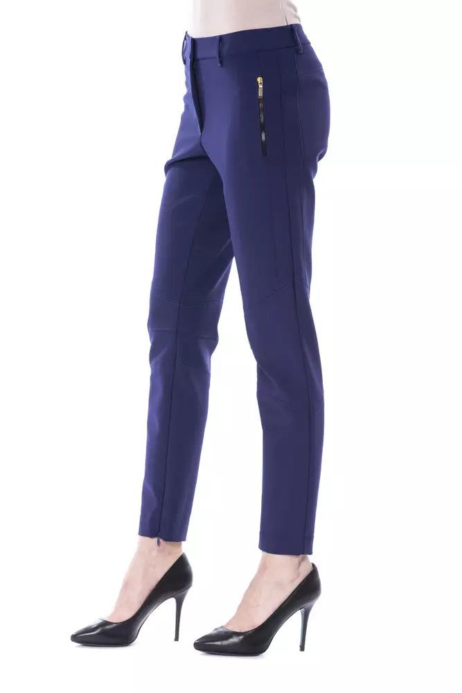 BYBLOS Pantalon slim pour femme en polyester bleu