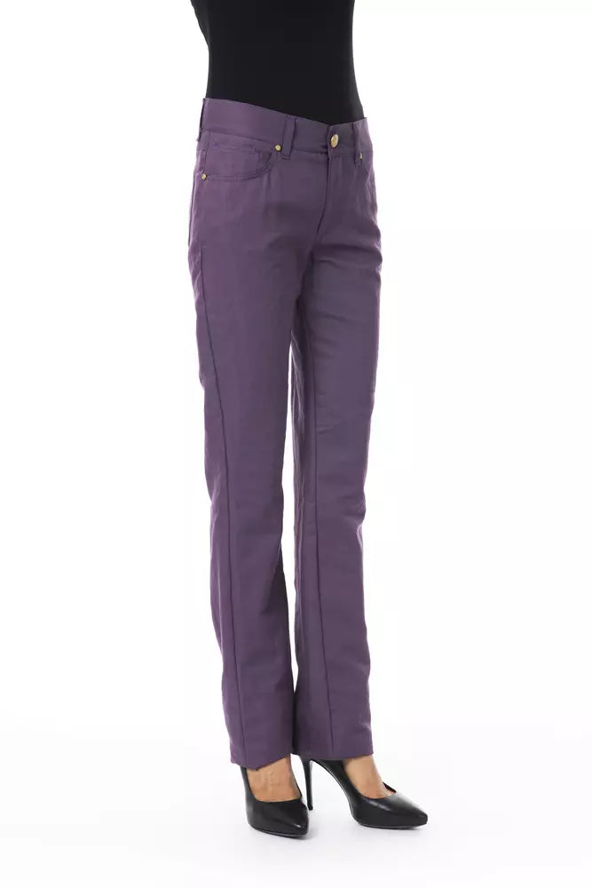 BYBLOS Purple Cotton Women's Pants - Elegant & Comfortable