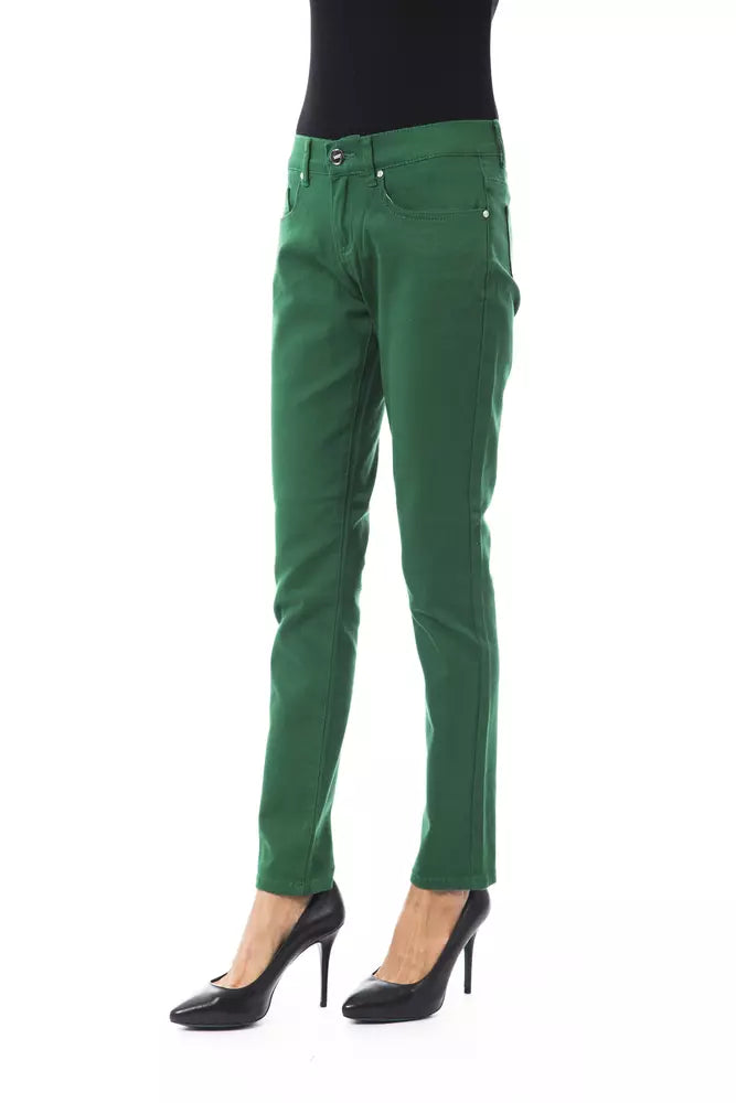 Pantalon Femme Slim Fit Vert en Coton BYBLOS
