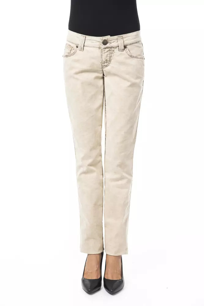BYBLOS Jeans Beige Slim Fit Femme - Élégance et Confort