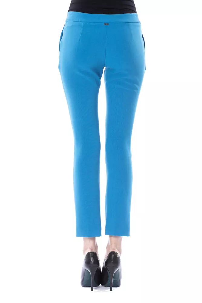 Pantalon femme en polyester bleu clair BYBLOS