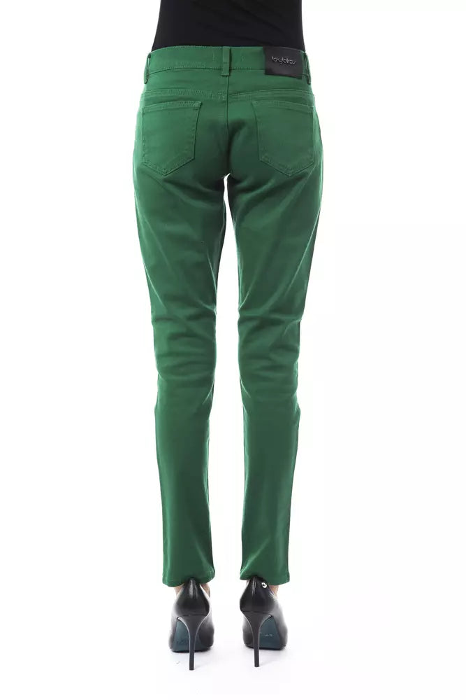 Pantalon Femme Slim Fit Vert en Coton BYBLOS