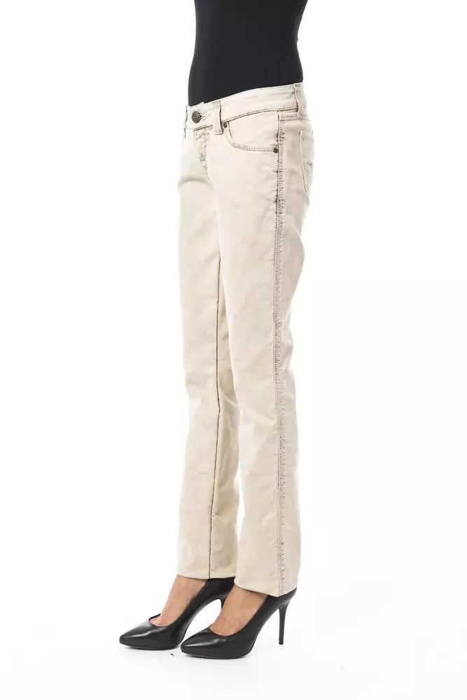 BYBLOS Jeans Beige Slim Fit Femme - Élégance et Confort