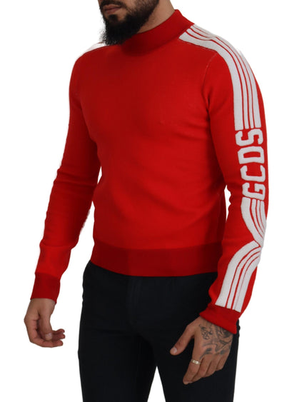 Pull en laine rouge à col rond pour homme avec logo imprimé GCDS