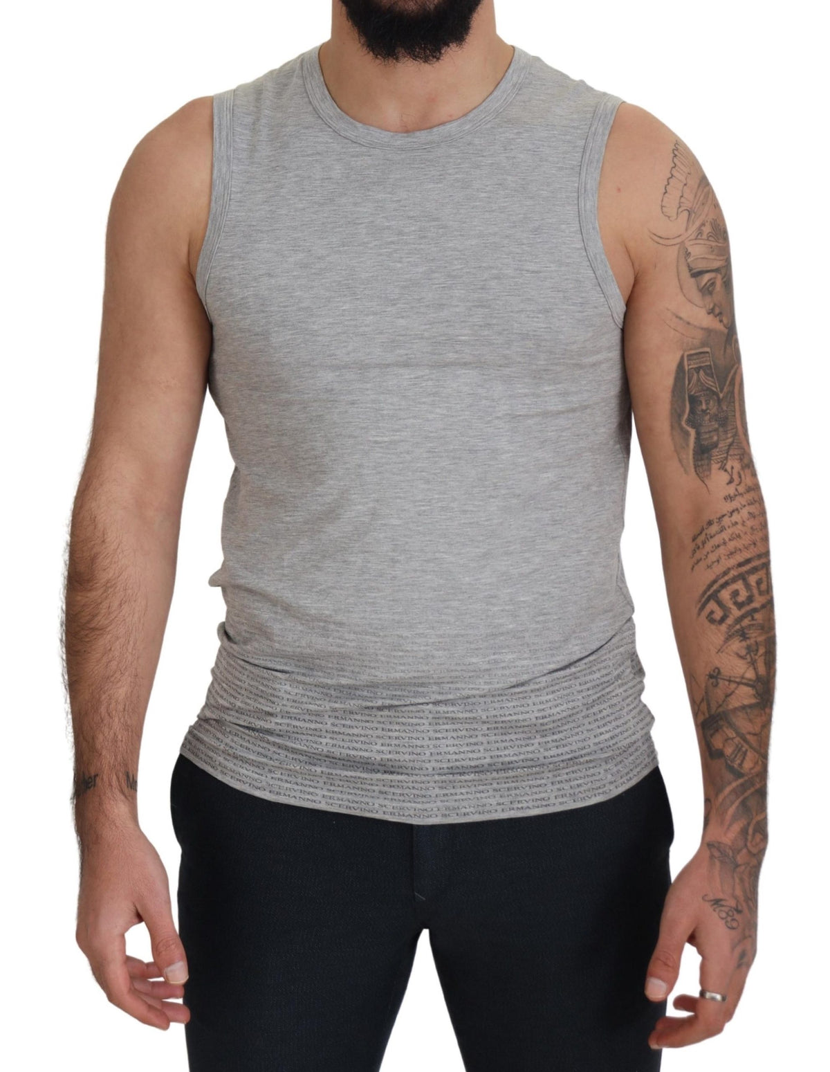 T-shirt pull en coton gris sans manches pour homme Ermanno Scervino
