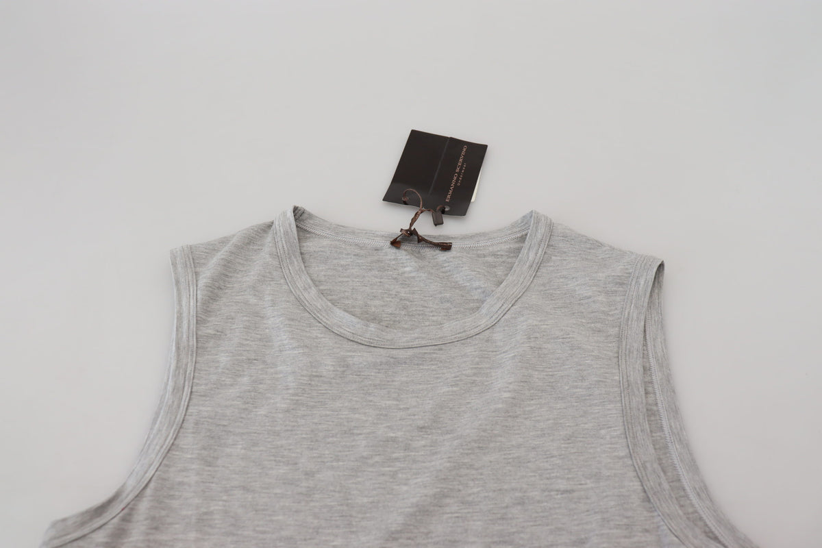 T-shirt pull en coton gris sans manches pour homme Ermanno Scervino