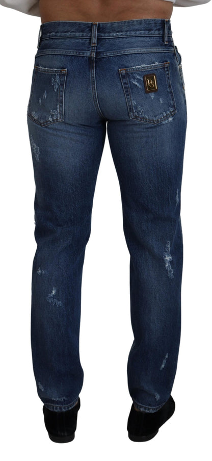 Jeans en jean délavé bleu en coton pour homme de Dolce & Gabbana