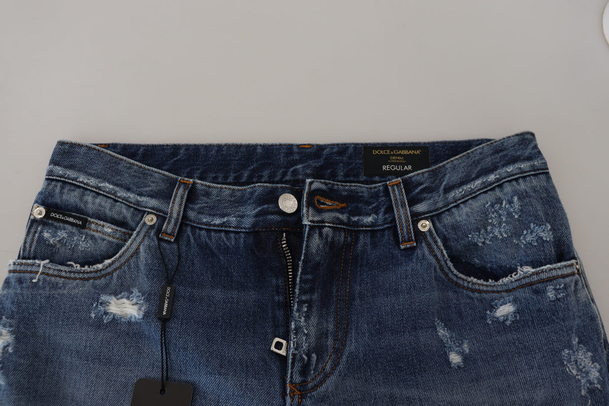 Jeans en jean délavé bleu en coton pour homme de Dolce &amp; Gabbana