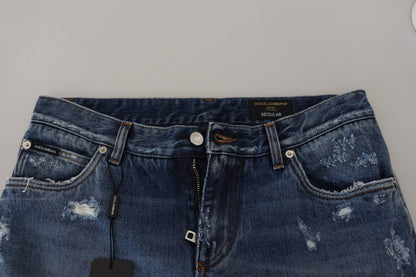 Jeans en jean délavé bleu en coton pour homme de Dolce & Gabbana
