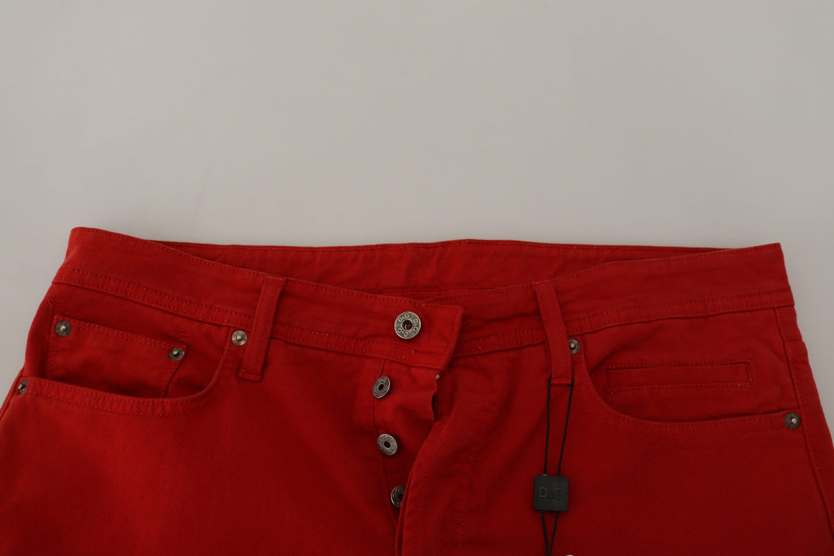 Jeans en coton rouge à coupe droite pour homme de Dolce &amp; Gabbana