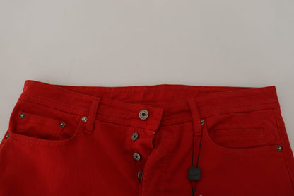 Dolce & Gabbana Rode Rechte Mannen Jeans van Katoen
