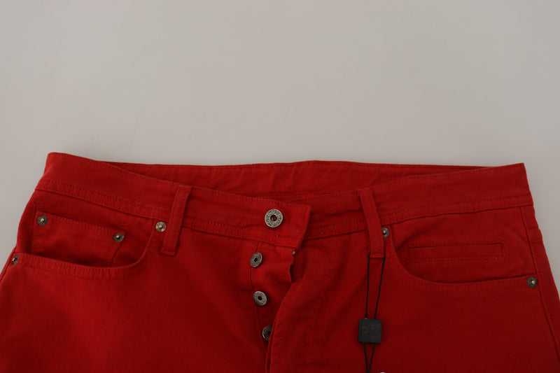 Jeans en coton rouge à coupe droite pour homme de Dolce &amp; Gabbana