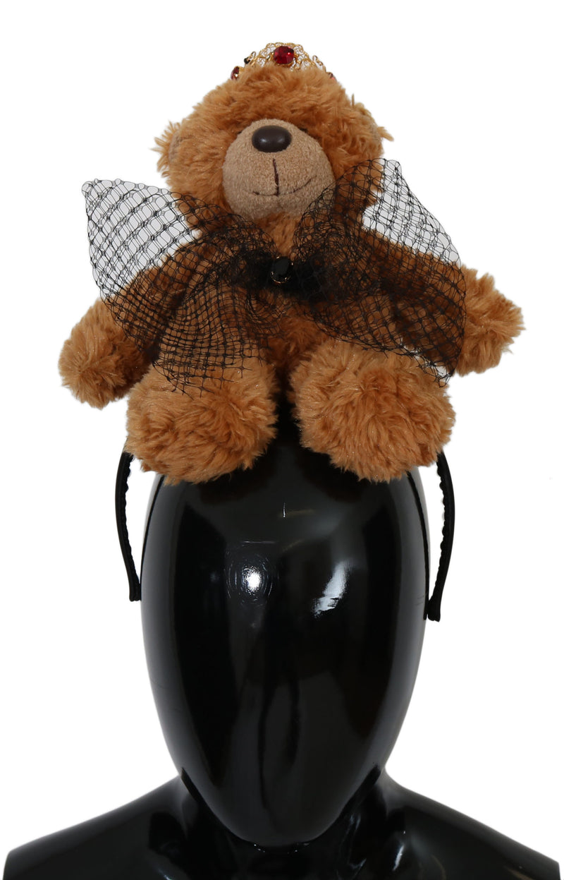 Dolce & Gabbana Teddy Bear Gold Crystal Crown Hair Band