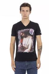 T-shirt homme en coton noir Trussardi Action