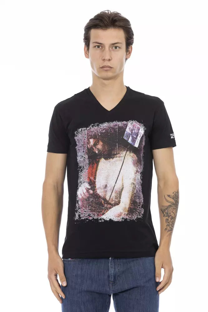 T-shirt homme en coton noir Trussardi Action