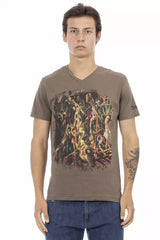 T-shirt homme en coton brun Trussardi Action