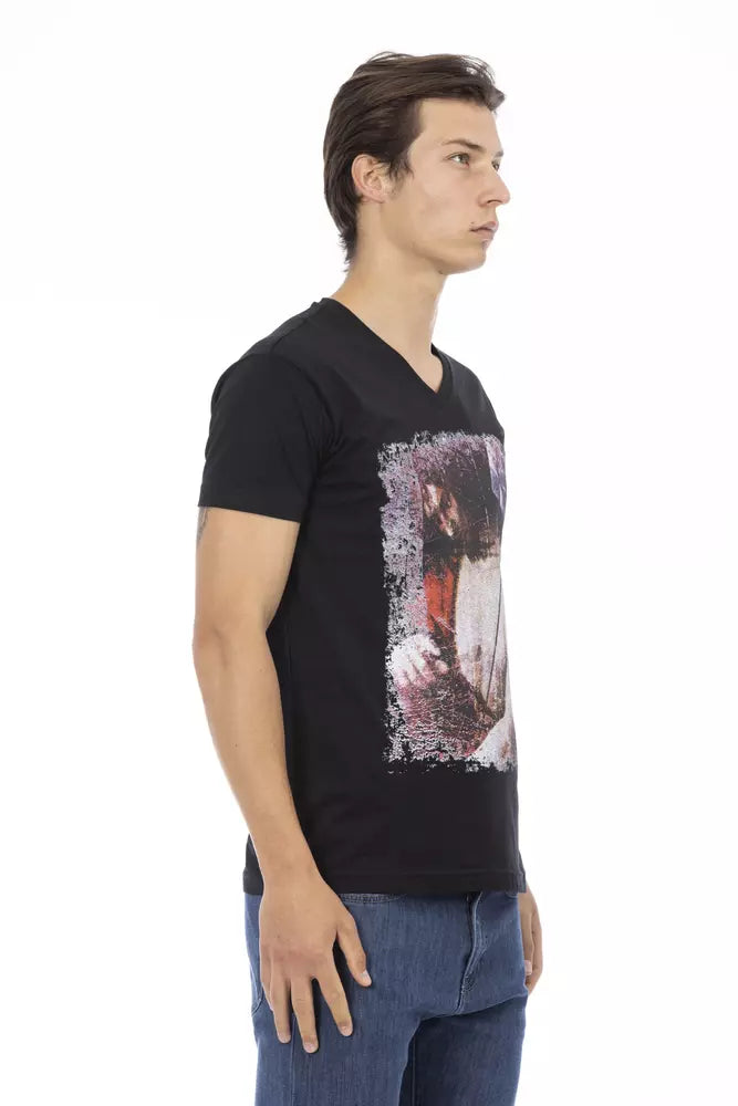 T-shirt homme en coton noir Trussardi Action