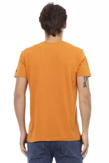 T-shirt homme à col en V en coton orange Trussardi Action