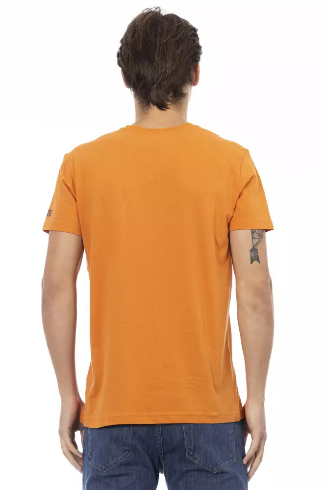 T-shirt homme à col en V en coton orange Trussardi Action