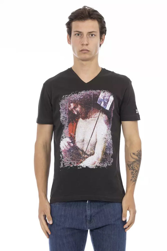 T-shirt homme en coton noir Trussardi Action
