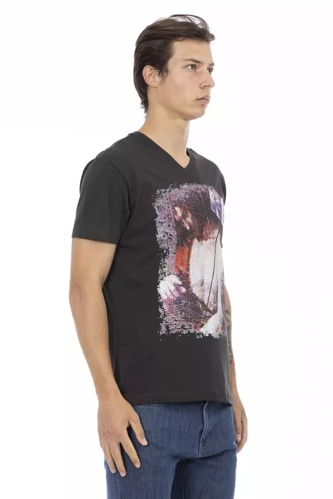T-shirt homme en coton noir Trussardi Action