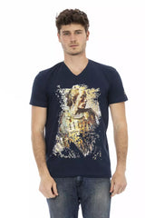 T-shirt homme en coton bleu Trussardi Action