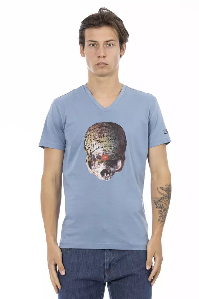 T-shirt homme en coton bleu clair Trussardi Action