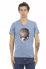 T-shirt homme en coton bleu clair Trussardi Action