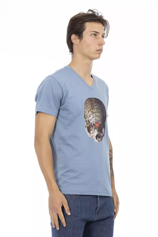 T-shirt homme en coton bleu clair Trussardi Action