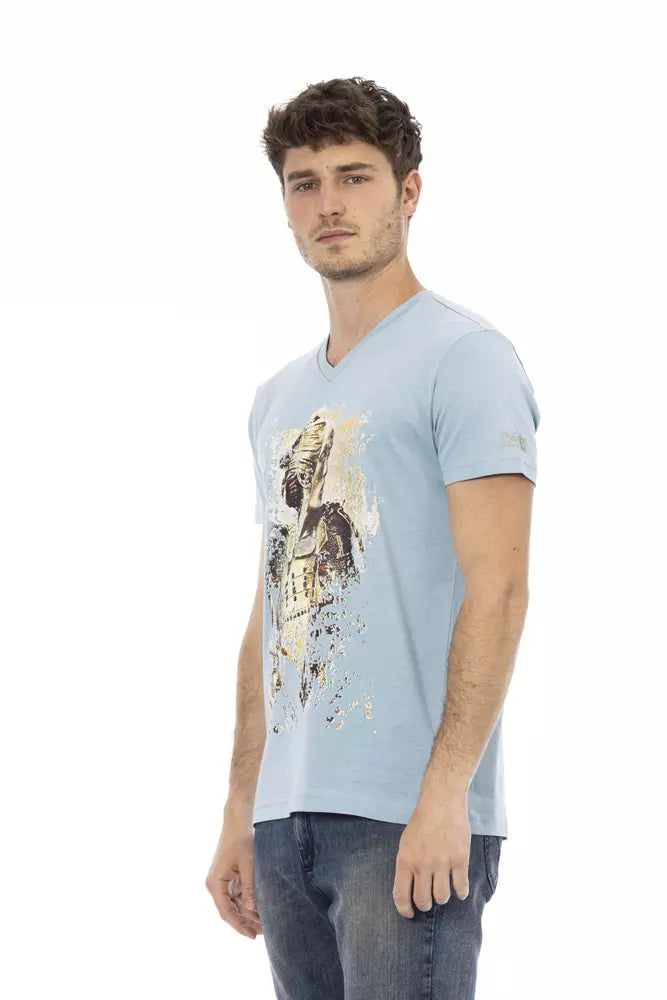 T-shirt homme en coton bleu clair Trussardi Action