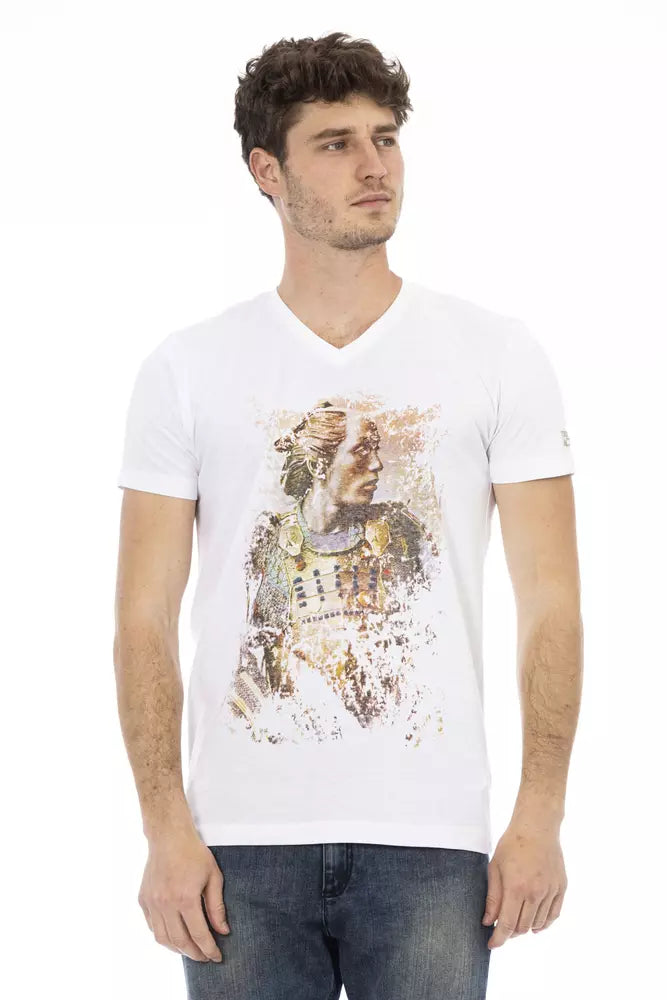 T-shirt à manches courtes, col en V, élégant et sobre de Trussardi Action.