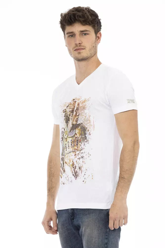T-shirt à manches courtes, col en V, élégant et sobre de Trussardi Action.
