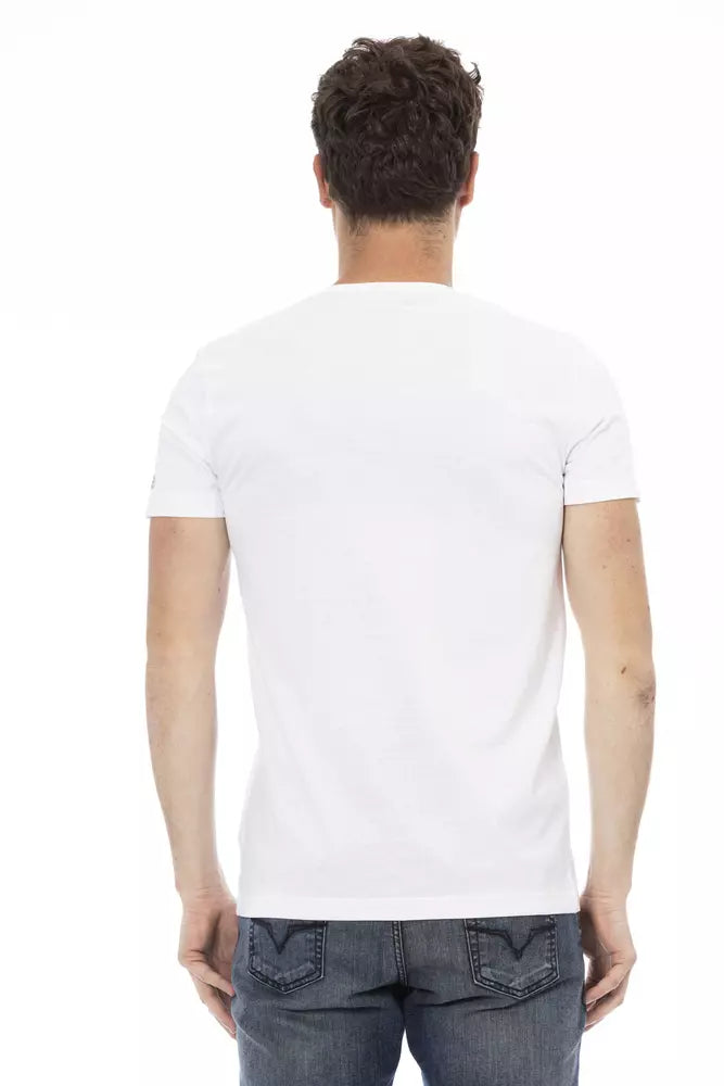 T-shirt à manches courtes, col en V, élégant et sobre de Trussardi Action.