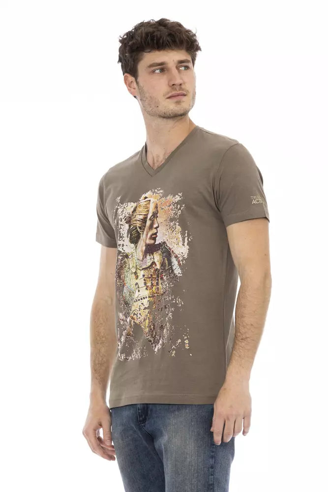 T-shirt homme en coton brun Trussardi Action