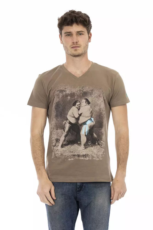 T-shirt homme en coton brun Trussardi Action