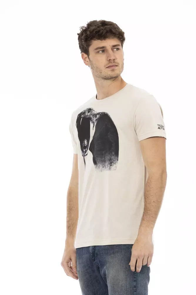 T-shirt homme en coton beige Trussardi Action