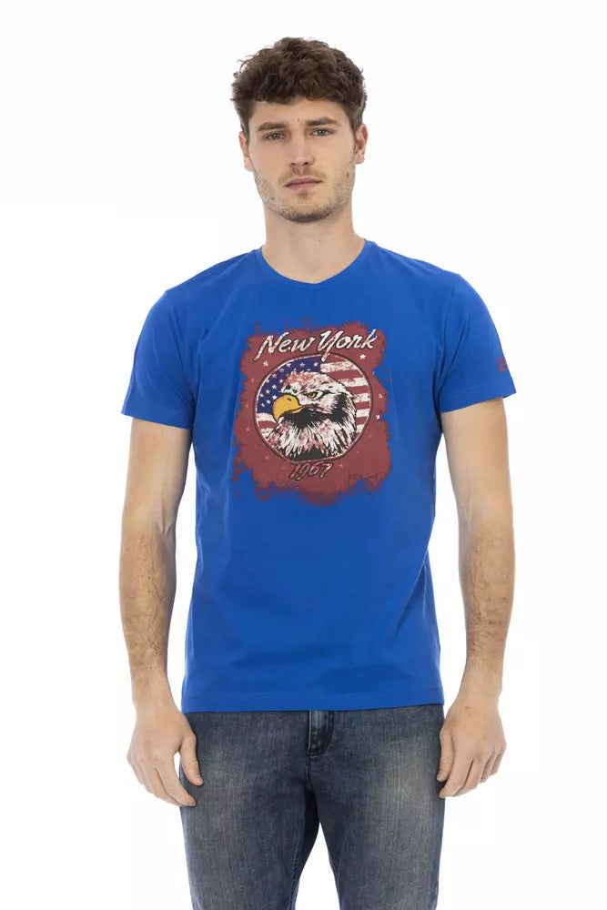 T-shirt homme en coton bleu Trussardi Action