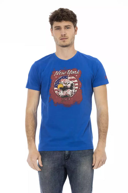 T-shirt homme en coton bleu Trussardi Action