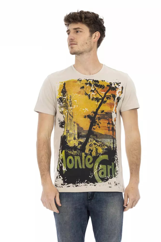 T-shirt homme en coton beige Trussardi Action