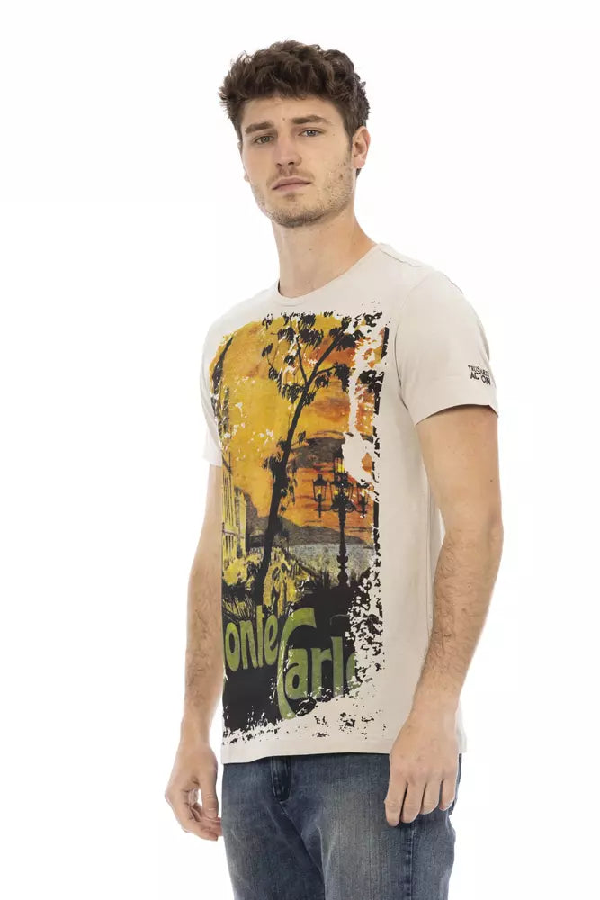 T-shirt homme en coton beige Trussardi Action