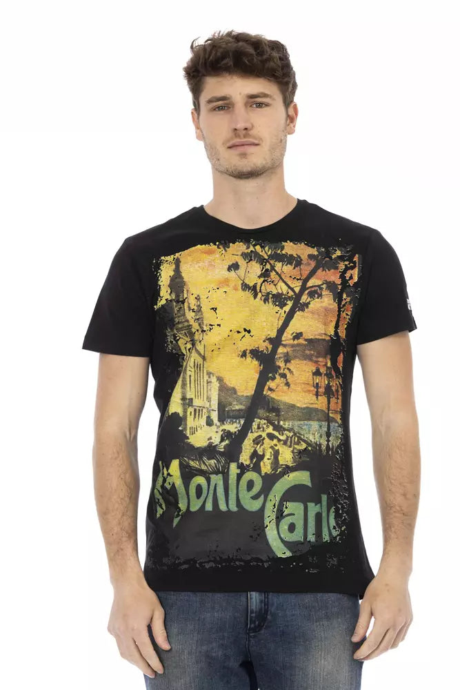T-shirt homme en coton noir Trussardi Action