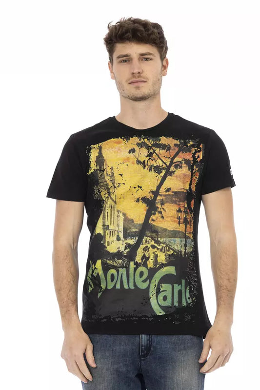 T-shirt homme en coton noir Trussardi Action